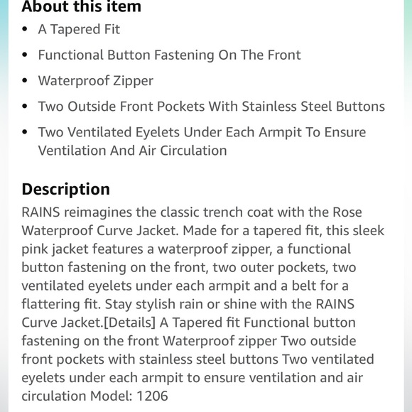 Rains Jacket, Pink S/M - Picture 13 of 15